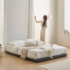 삼익가구 로우브 저상형 깔판 평상형 침대, 라텍스 유로탑 독립 매트 포함_화이트