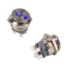 금속 로커 토글 스위치 22mm 고전류 표시 래칭 4핀 차량 보트용 16A 12 220V LED 2NO, Latching, 3-6V, Power Blue