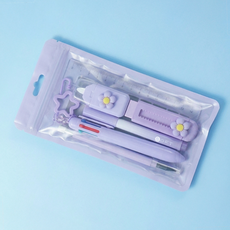 구디백 답례품 학생 생일 선물 7종 학용품 문구 세트, 보라, 1세트
