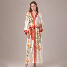 【涼感輕奢】睡袍 睡衣 家居服 開衫睡袍 長款睡袍 七分袖睡袍 大碼睡衣 寬鬆睡袍 冰絲涼感 輕奢風 居家必備 女款