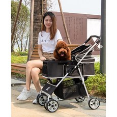 加大空間 可分離式寵物推車 車廂可手提 一鍵收折, 黑色, 1個