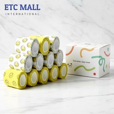 이티씨몰 자가점착 밴드 5cm 압박붕대 패턴 2종 모음 스마일 옐로우 화이트 10+2, 1개