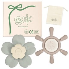 국내 위생 검사 합격·식품 등급 소재 사용 Co-Goods 핸드 스피너 아기 빨판 포함 아기 장난감 0세 1세 목욕 테이블 놀 수 있습니다. 장난감 유모차 설치 꽃 방향타 모티브, 1개, 상세페이지 참조, 상세페이지 참조