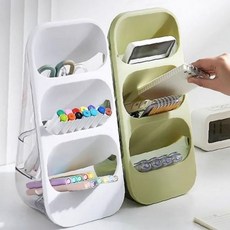 분리형 보관 학생 문구 수납 가위 3단 클립 케이스 책상 정리함 펜꽂이 사무용품, 1개, 스탠드 데스크오거나이저(올리브)