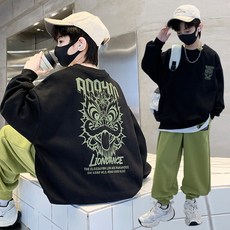 비비키드 주니어 남아 봄 가을 호랑이 캐릭터 프린팅 초중생 추리닝 상하복 세트 초중생 긴팔 초등생 긴바지 세트 (3699)