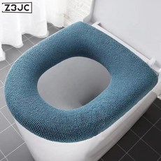 Z3JC 四季通用套戴馬桶坐墊秋冬季加厚保暖卡通馬桶套家用帶提手馬桶墊, 1個, 藍綠