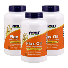 NOW Foods 亞麻仁油素食軟膠囊 1000mg, 120顆, 3罐