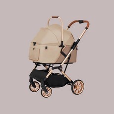 哈吉咪 卡普奇－旅行者XL Primo寵物推車，一鍵帶籃收車，可分離，通過歐盟嬰兒車最高安全規範, 經典款-太妃奶茶, 1個