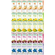 일화 프레주 팩음료 혼합 5종 6개씩(블루베리+청포도+자두+배+청귤), 30개, 190ml