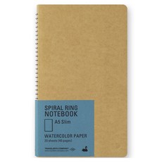 日本 MIDORI 螺旋線圈筆記本 A5 薄型水彩紙 20張, 1個, 棕色