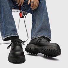 로버 남자구두 더비로퍼 남자 키높이 발볼넓은 블랙 워커 5cm 빅사이즈 하객 통굽 290