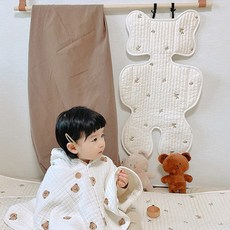 韓國夏季嬰兒手推車涼席坐墊 刺繡熊薄墊, 刺繡橄欖薄墊, 1套