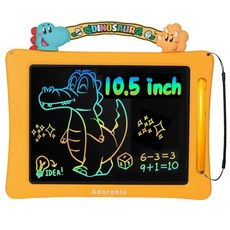 컬러 LCD 유아드로잉패드 10.5인치 (26cm) 전자칠판 낙서장 펜 분실방지 줄 포함 대형 어린이집 선물 스케치북, 노랑(10.5인치), 1개