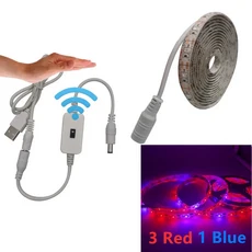 작업등led LED 성장 빛 스펙트럼 USB 성장 빛 스트립 0.5m 1m 2m 3m 2835 SMD DC5V 종자 식물 Phyto 테이, 02 3 Red 1 Blue, 02 No Waterproof, 04 1M