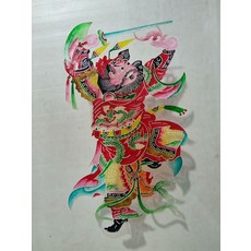 皮影 鍾馗 傳統手工藝 牛皮雕刻 高32cm, 如圖所示, 1個