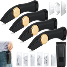 Leriton 튼튼한 고정 블레이드 루핑 나이프 1세트 Navajas Para 루핑 카펫 및 건식 벽체 커터 6세트 다른 모양의 교체용 유틸리티 블레이드 비닐용 벨트 클, 4