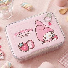 마이멜로디 핑크 딸기캔 입체 투명 사각 파우치 화장품 파우치