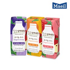 상하목장 유기농주스 125ml 3종 각8팩 (총24팩), 1세트, 딸기+오렌지+블루베리, 375ml