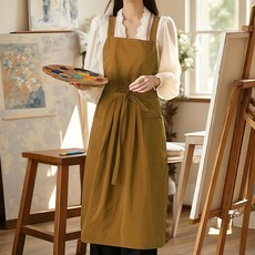 韓版文藝風圍裙女畫室美甲店工作服花店印字logo時尚家用做飯廚房