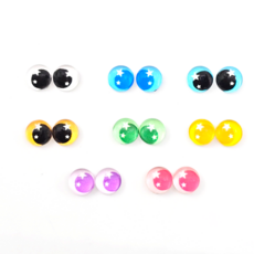 모루 인형 뜨개 봉제 눈알 컬러 유리눈 반구 별눈 6mm 1쌍 부자재, 1개, 그린1쌍