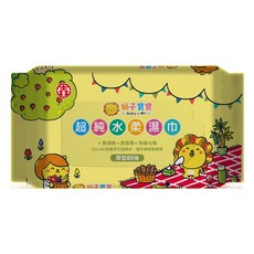 獅子寶寶 超純水濕巾 加厚款 無蓋 80抽/包, 1個, 無蓋濕紙巾80抽x1包(1單最多8包