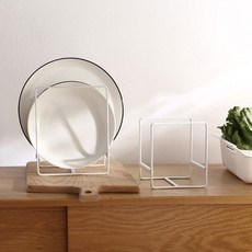 사각 철제 접시꽂이 도마 거치대, 화이트 S(작은접시용), 1개