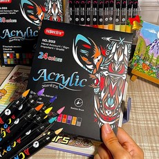 OptiPro 아크릴 마커펜 세트 컬러펜 양쪽 끝 수성 펜 독성 없음 방수·속건 내광 핸드메이드 DIY 어린이용 학교 미술 교실 선물 플라스틱 판 유리·도자기 목재·천·돌에 쓸