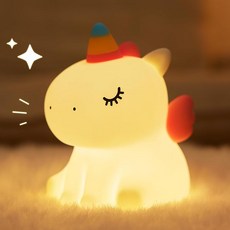 무드 라이트 동물인형 수면등 타이머 나이트 라이트 앰비언트 라이트 무드 라이트 인형 실리콘 램프 생일 선물, 흰색-유니콘 모델A