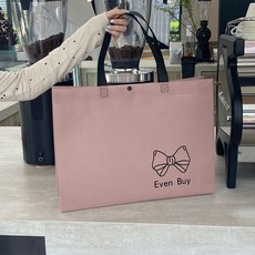 부직포 쇼핑백 선물 복장 손잡이 포장봉투 연보라 영문, 25개, 연보라 Even