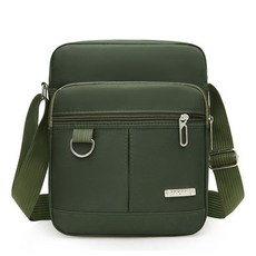 台灣 隨身包中老年包男士休閑父親爸爸小包單肩斜挎包尼龍牛津布手提老人背包, 【推薦】豎版軍綠色