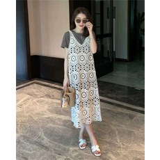 일본여행옷차림 나트랑원피스 니트 다낭원피스 베트남, 그레이세트