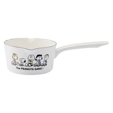다마하시 피너츠 스누피 법랑 밀크팬 일본제, 1개, 15cm, 화이트