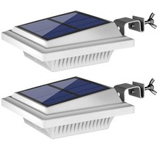 UniqueFire 야외 태양열 울타리 조명 - 처마 정원 풍경 및 산책로용 LED 보안 40개 (2개 쿨 화이트 방수) 358533, 화이트 쿨 라이트 2개