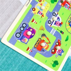 닐투 핑크퐁 원목꼭지퍼즐 이동수단 핑크퐁퍼즐