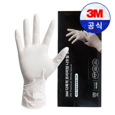 3M 프리미엄 니트릴 라텍스 일회용 장갑 M 중형 50매 요리 식당 청소, 1개, 화이트