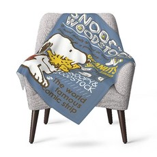 스누피 블랭킷 무릎담요 하프켓 담요 무릎담요 어깨걸이 냉방 대비 부드러운 컴팩트 세탁 가능 캐릭터 아웃도어 키즈 베이비 101×76cm (블루 우드스톡)