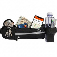 리쏘몰 방수 도난 방지 물병 스포츠 러닝 벨트, 1개, 블랙