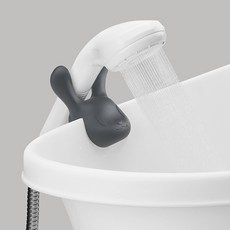 [아기목욕/손빨래] 버니 샤워기 집게 비조립식 샤워기 홀더 헤드 고정 거치대, 진회색, 1개