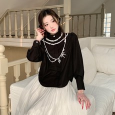 패션 스타일 목걸이 프린트 블라우스 셔츠 드라마