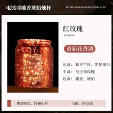 香薰蠟燭茶香氛禮盒高級感禮物臥室內持久留香安神助眠家用去異味, 紅玫瑰（紅色）:1