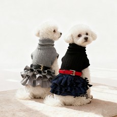 【格森】芭菲寵家 貓狗裙子禮服 狗衣服毛衣秋冬寵物用品套裝, BF2199灰色,S, 1個