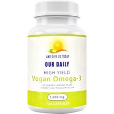 Our Daily Vites Vegan Omega-3 Supplement - Marine Algal Source for DHA & EPA --ty Acids - Plant-Ba, 1개, 120정