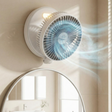 가정용 무선 벽걸이 선풍기 무타공선풍기 욕실 부착형 화장실선풍기 주방, 무타공선풍기 (화이트)