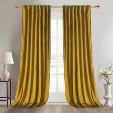 Roslynwood 럭셔리 소프트 로즈 레드 벨벳 커튼 160cm(63인치) 롱 백 탭 단열 암막 창문 드레이프 거실/침실/식당용 너비 132.1cm(52인치) x 길이 1