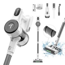 Teendow 마루형 브러시 무선청소기 300W BLDC V09 PRO 차이슨 스틱형 가성비 원룸 청소기+물걸레 키트, 화이트
