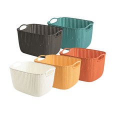 仿藤編收納提籃 - 多功能洗衣籃/置物籃/浴室收納籃, 中-收納籃(深灰) 超取最多10個, 深灰