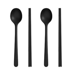 트루쿡 실리콘 안전한 다용도 수저세트, 2세트, 숟가락+젓가락, 블랙