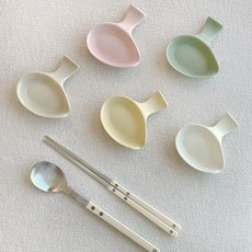 도자기 몽글 수저받침 숟가락 젓가락 받침, 1개, 아이보리