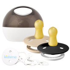 BIBS 고무 쪽쪽이 2단계 2P + 안전클립 + 케이스, 블랙나이트+바닐라, 1개