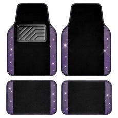 CAR PASS 블링 다이아몬드 자동차 바닥 매트 반짝이는 크리스탈 샤이닝 글리터 라인스톤 카펫 미끄럼 방지 PVC 힐 패드 방수 범용 SUV 세단 밴 4pcs 여자 남성, Violet Diamond